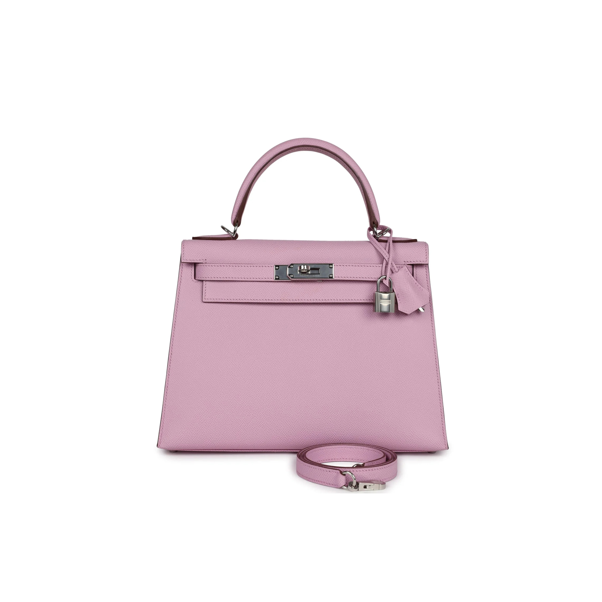 HERMÈS MASTER KELLY SELLIER 25 MAUVE SYLVESTRE EPSOM PALLADIUM HARDWARE (25*17*7cm)